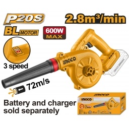 SOPLADORA A BATERIA 20V 2.8M3/MIN SIN BATERIA SIN CARGADOR INGCO CABLI2068