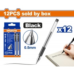 SET X12 LAPICERAS DE GEL NEGRO PUNTA FINA 0.5MM WADFOW WAK1501