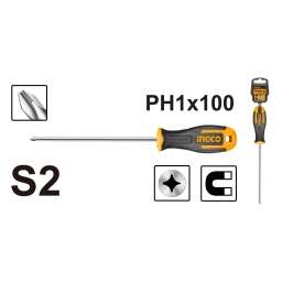 DESTORNILLADOR PHILLIPS PH1 INGCO HS68PH1100 5MM LARGO 100MM