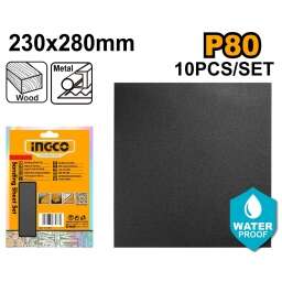 SET LIJA AL AGUA GRANO 80 X 10U INGCO AKHS11080