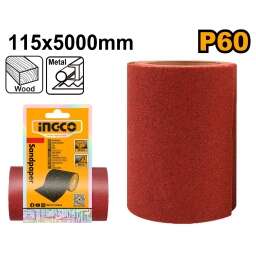 PAPEL DE LIJA 11.5 X 500 CM INGCO GRANO 60 AKHS760604
