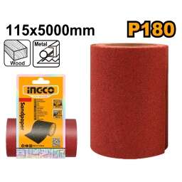 PAPEL DE LIJA 11.5 X 500 CM INGCO GRANO 180 AKHS761804