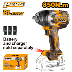 LLAVE DE IMPACTO A BATERIA 850NM 20V P20S BL SIN BAT SIN CARG INGCO CIWLI20851