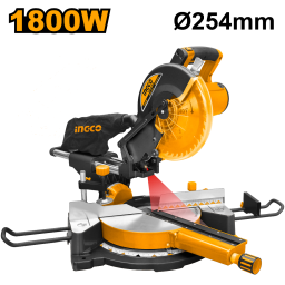 SIERRA INGLETADORA 10"(254MM) INGCO BM2S18004 DESLIZANTE 1800W 4500 RPM CORTE 90X305MM