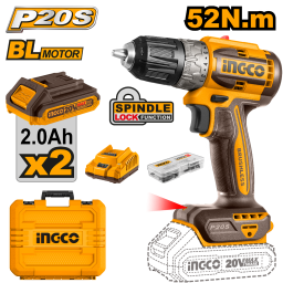 ATORNILLADOR 20V BATERIA 52NM P20S BRUSLESS MOTOR CON BAT X 2 CARGADOR VALIJA CDLI20453