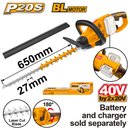 CORTA CERCO A BATERIA 650MM 40V BATERIA P20S INGCO BRUSHLESS MOTOR SIN BAT SIN CARG CHTLI40028 