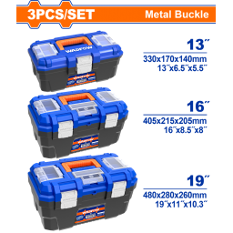 SET X 3 CAJAS DE HERRAMIENTA 13" 16" 19" BROCHE METALICO WADFOW WTB4103 
