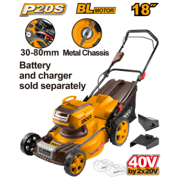 CORTADORA DE CESPED A BATERIA 18 40V (20V+20V) P20S BRUSHLESS SBAT  LMLI20185 INGCO