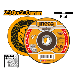 DISCO CORTE METAL 9" 230MM 22.2MM CENTRO PLANO INGCO - MCD202303