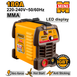 SOLDADORA INVERTER MINI MMA 180 AMP DISPLAY LED INGCO MMA18049