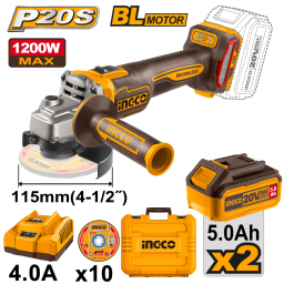 AMOLADORA A BATERIA 4 12 20V P20S C 2 X 5AH BAT CARG Y VALIJA INGCO CAGLI2211532