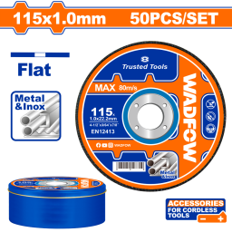 LATA X 50 DISCOS CORTE METAL 4 12 X 1.0 MM WADFOW WAC3L45
