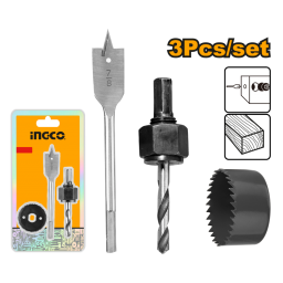 SET SIERRA 54MM +  EJE 3/8" + MECHA P/MADERA  7/8" P/INSTALACION DE CERRADURAS INGCO AKHS302