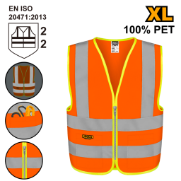CHALECO REFLECTIVO FLUORESCENTE NARANJA TALLE XL INGCO RV82XL