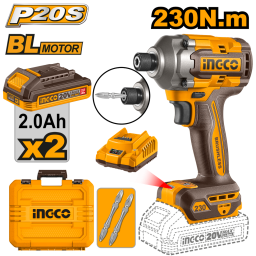 ATORNILLADOR DE IMPACTO A BATERA 20V P20S 230NM C2BATERIAS, CARGADOR, 2 PUNTAS Y VALIJA INGCO CIRLI2023