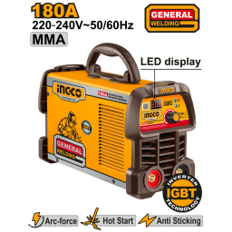 SOLDADORA INVERTER MMA 180A LED DISPLAY IGBT CON ACCESORIOS INGCO ING-MMA18059