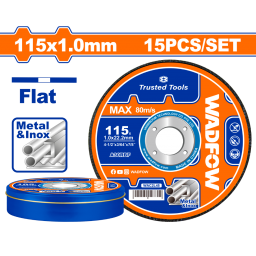 LATA X 15 DISCOS DE CORTE METAL 115MM 4 12 X 1.0MM WADFOW WAC2L45