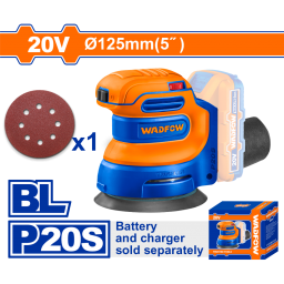 LIJADORA ROTO ORBITAL A BATERA 20V P20S 125MM BRUSHLESS MOTOR + 1 LIJA S/BAT S/CARG WADFOW WRAP5030