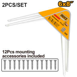 SET X2 MENSULAS PESTANTE 6 X 8 (15X20CM) BLANCAS INGCO HSB10608