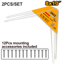 SET X2 MENSULAS PESTANTE 8 X 10 (20X25CM) BLANCAS INGCO HSB10810