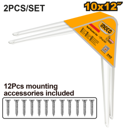 SET X2 MENSULAS PESTANTE 10” X 12” (25X30CM) BLANCAS INGCO HSB11012