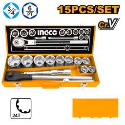 JUEGO DE DADOS 15PCS 34 INGCO HKTS034151