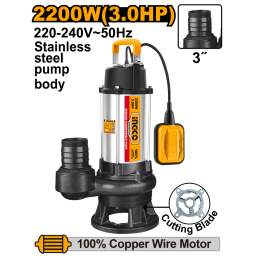BOMBA POZO NEGRO CON TRITURADOR 2200W 3HP 13MT 3" 38M3/H INGCO SPDB220068