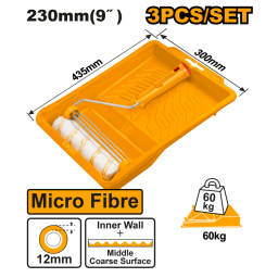 SET RODILLO MICROFIBRA CON BANDEJA 3 EN 1 PARED INTERIOR INGCO HKTCB030912