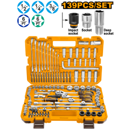 SET X139 HERRAMIENTAS COMBINADAS C/DADOS, LLAVES, PUNTAS Y ACCESORIOS EN VALIJA PLASTICA INGCO HKTHP21391