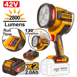 LINTERNA A BATERIA 42V 50W 2800 LUMENS + 2 BAT 2.0AH + CARGADOR INGCO CWLI42896
