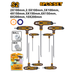 SET 8PCS JUEGO LLAVES ALLEN CON MANGO INGCO HHKT80828