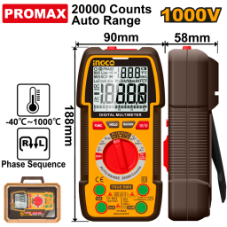 TESTER MULTIMETRO DIGITAL 1000V DC/AC INGCO DM410003
