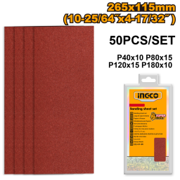 SET 50 LIJAS PARA LIJADORA ORBITAL 264X115MM INGCO AKFS2641151